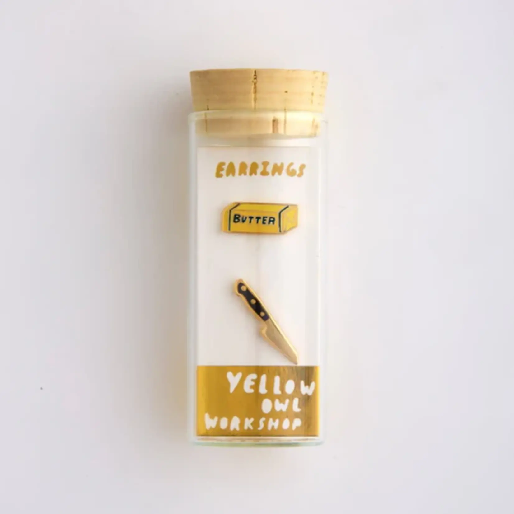 Yellow Owl Post Earrings - Butter & Knife