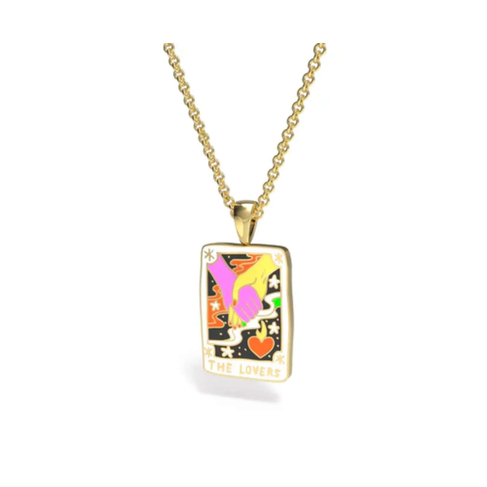 Yellow Owl Pendant Necklace - Tarot Lovers