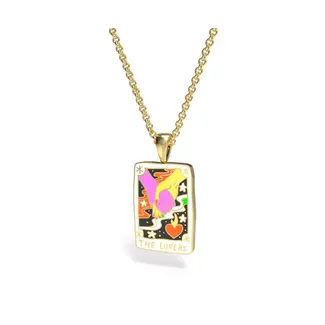 Yellow Owl Pendant Necklace - Tarot Lovers