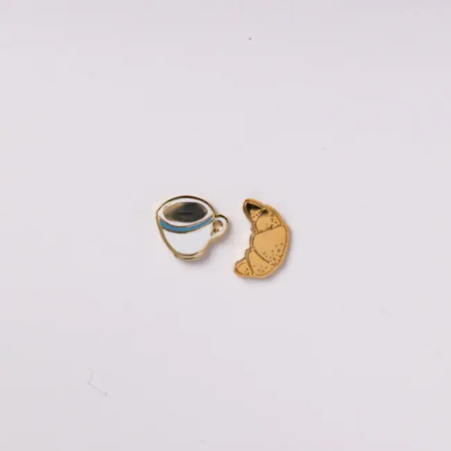 Yellow Owl Post Earrings - Croissant & Coffee