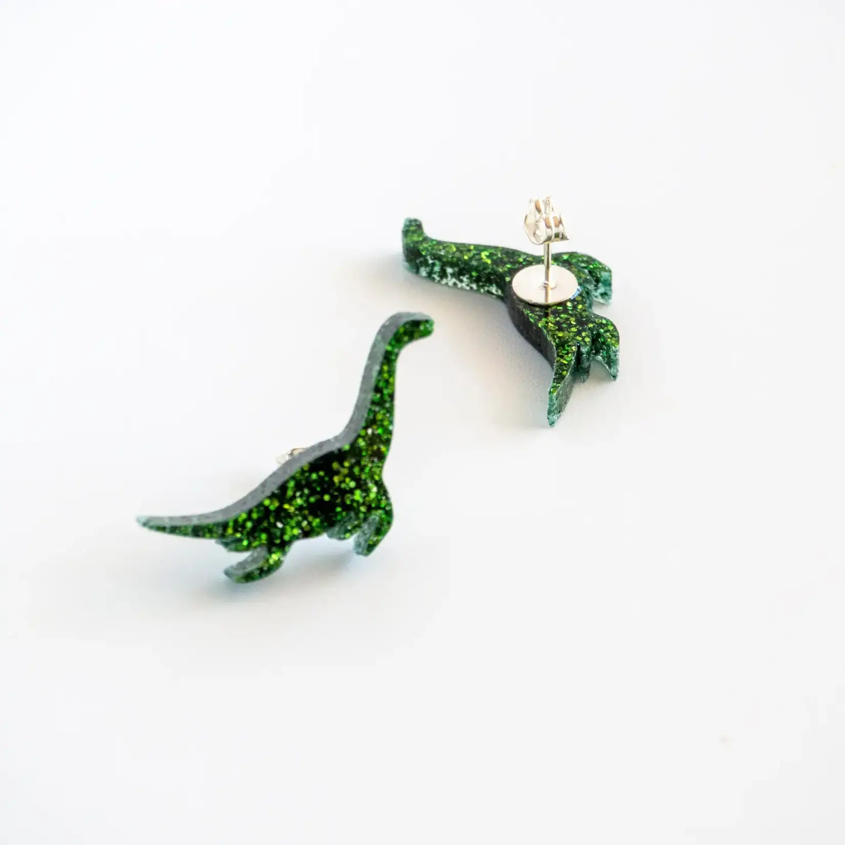 Glitter Dinosaur Stud Earrings - Plesiosaur