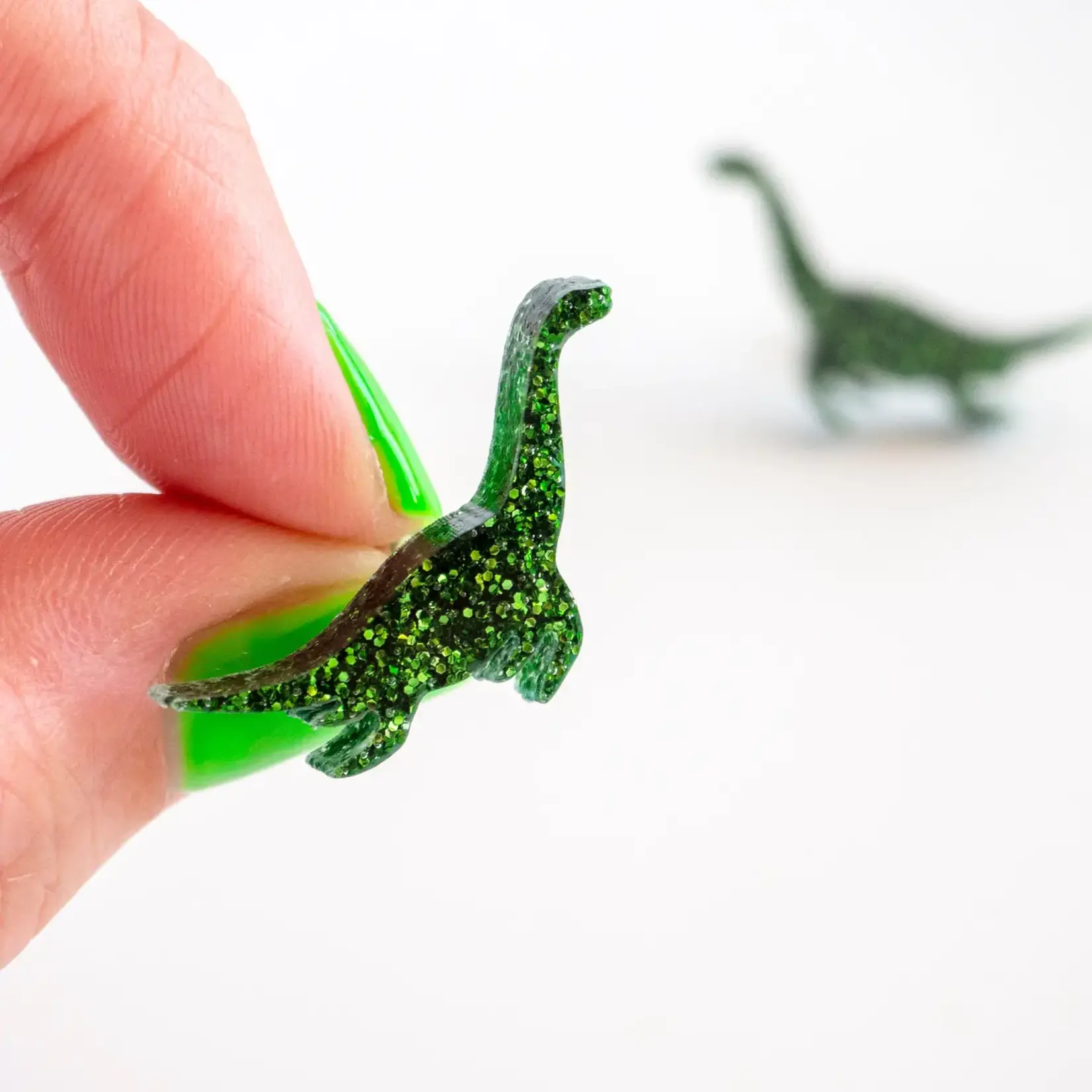 Glitter Dinosaur Stud Earrings - Plesiosaur