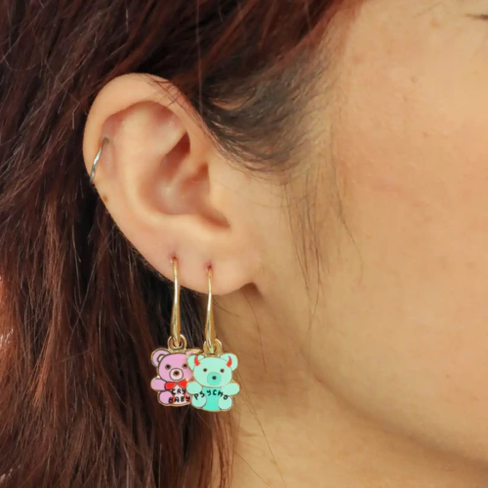 Yellow Owl Hanging Earrings - Cry Baby & Psycho Teddies