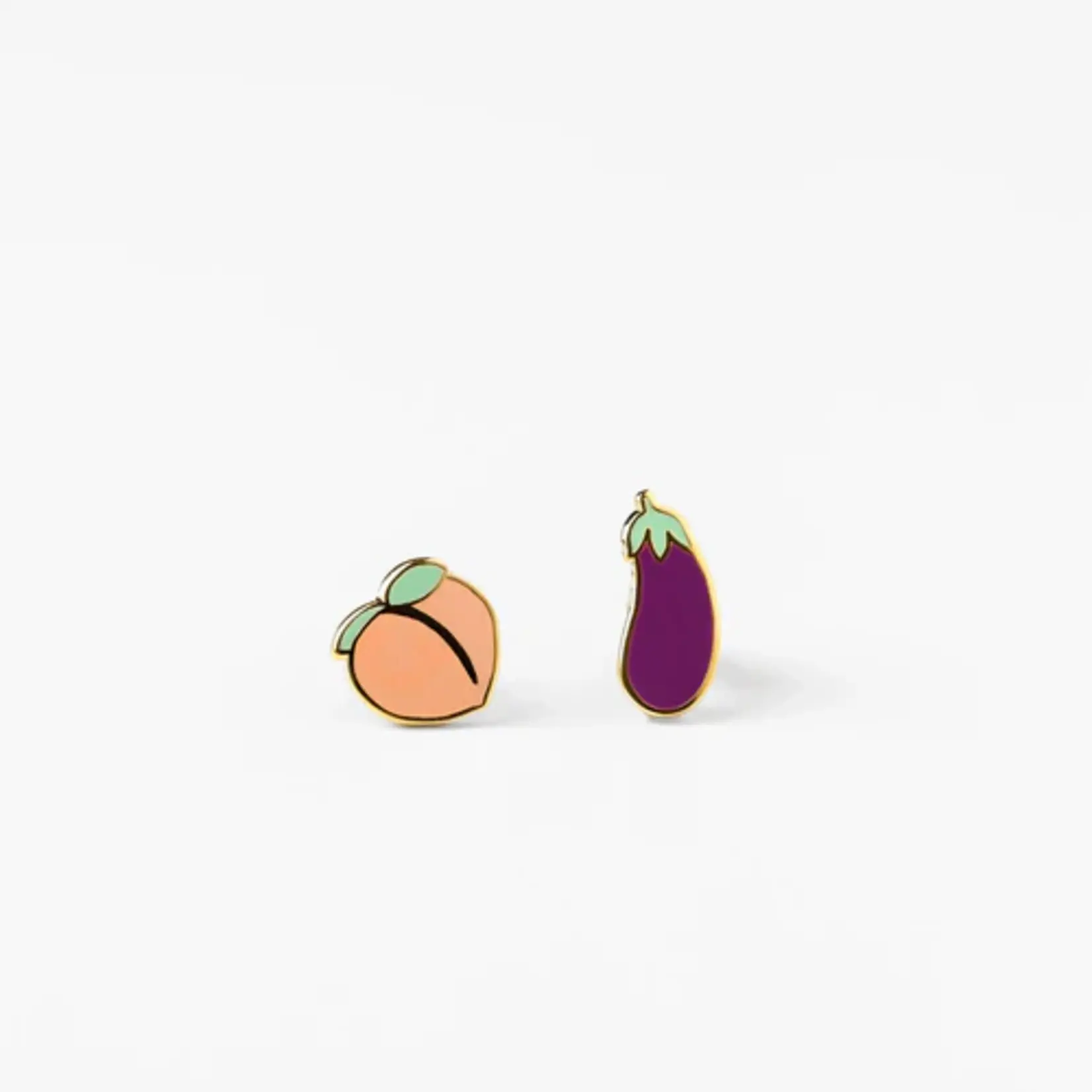 Yellow Owl Post Earrings - Peach + Eggplant