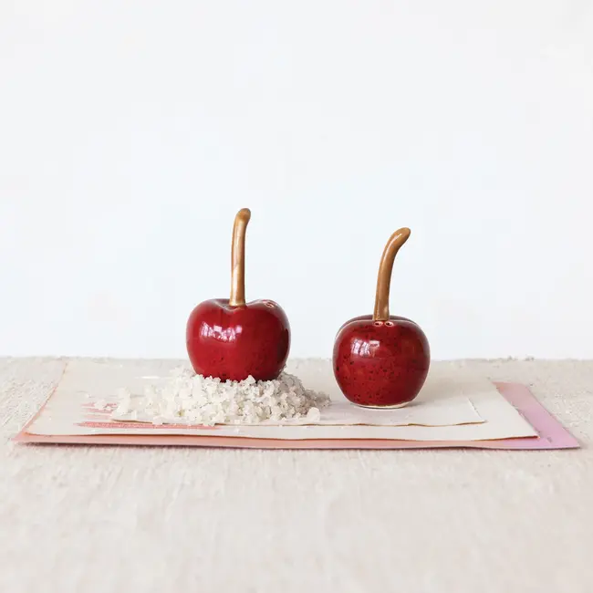 Stoneware Cherry Salt & Pepper Shaker Set