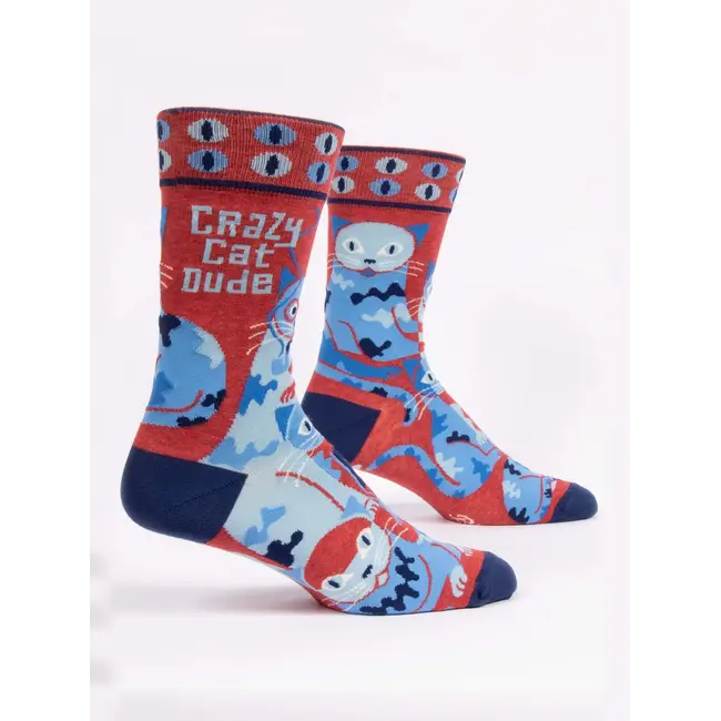Blue Q Mens Socks - Crazy Cat Dude