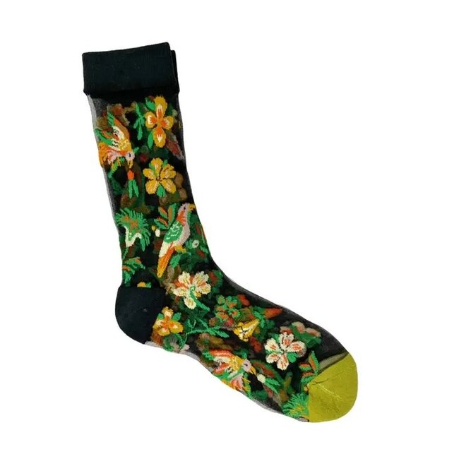 Flora Fauna Sheer Socks - Parrot