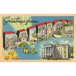 Found Image Sticker - Greetings from Raleigh (Blue)