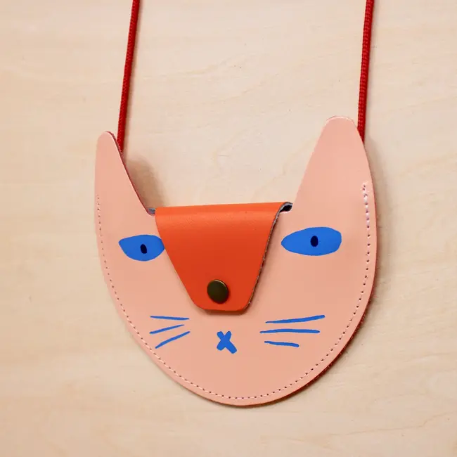 Cat Pocket Purse Pale - Pink/Orange