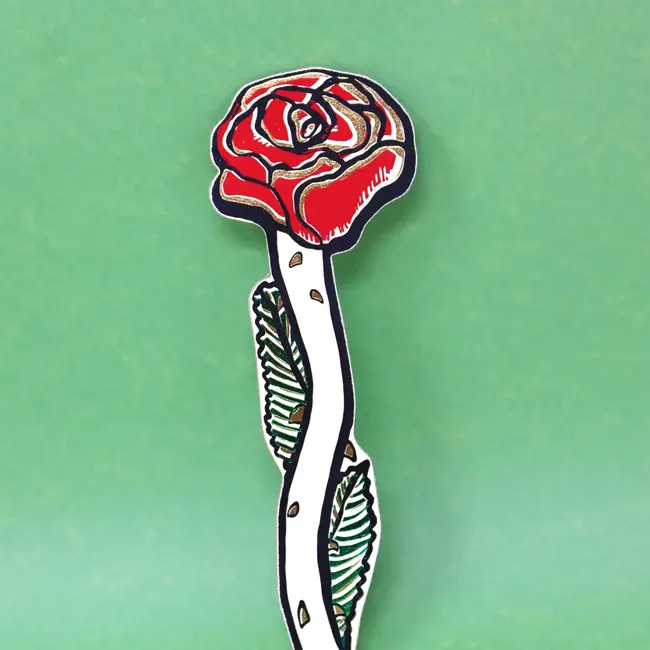 Leather Bookmark - Rose