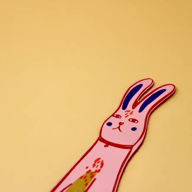 Leather Bookmark - Cute Bunny
