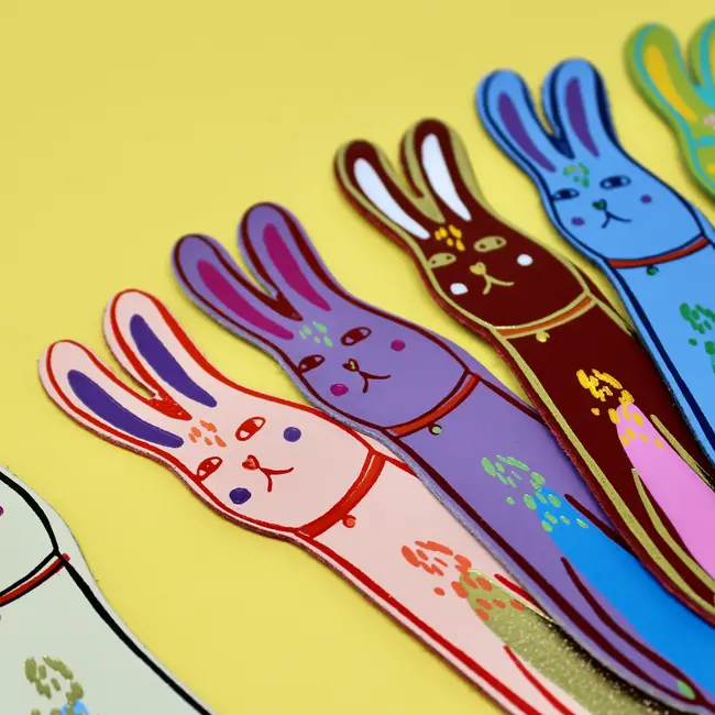 Leather Bookmark - Cute Bunny