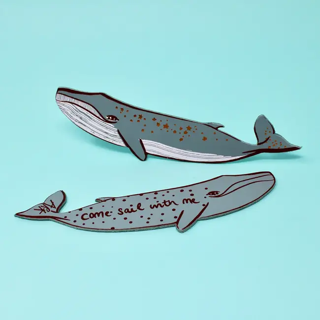 Leather Bookmark - Whale