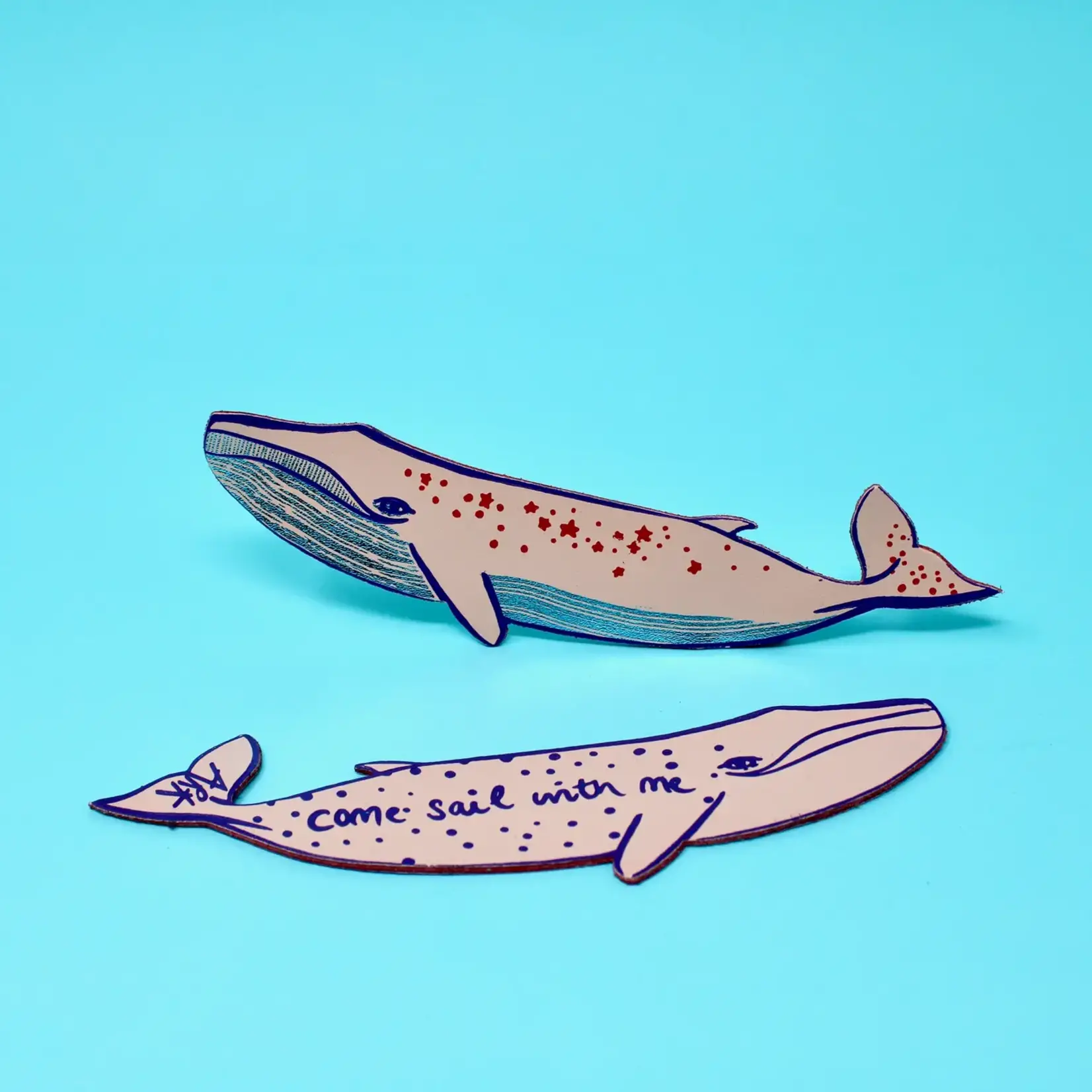 Leather Bookmark - Whale