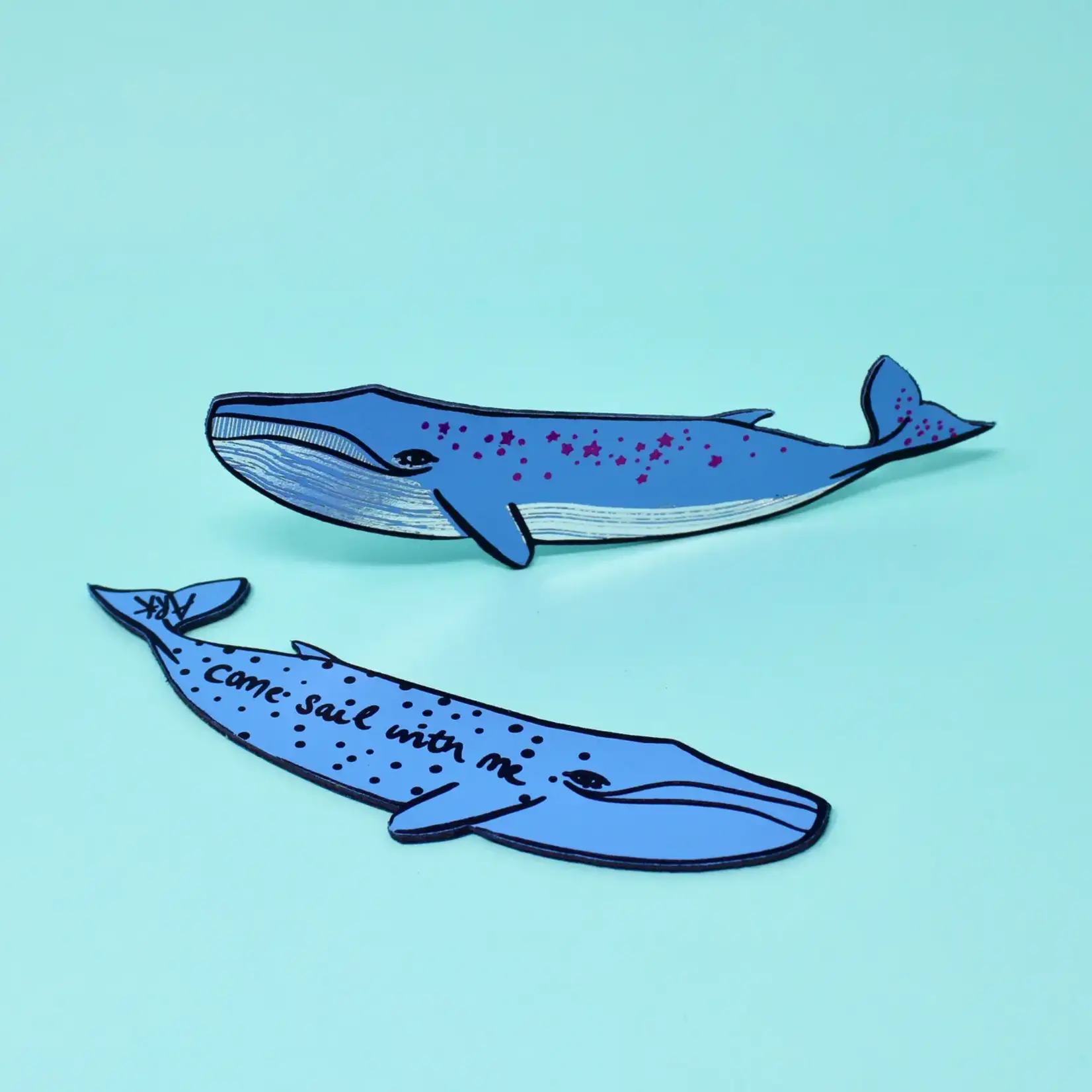 Leather Bookmark - Whale