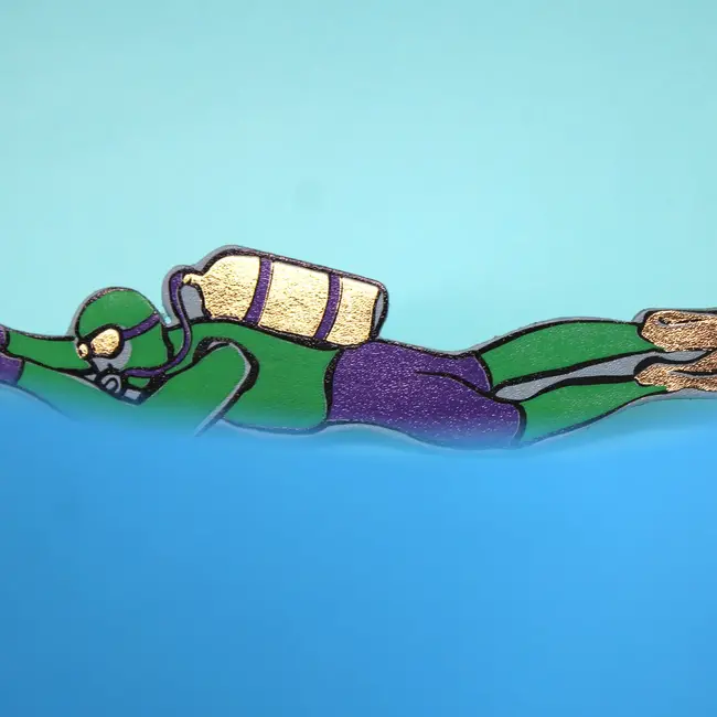 Leather Bookmark - Scuba Diver