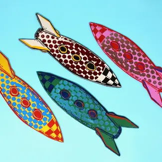 Leather Bookmark - Rocket