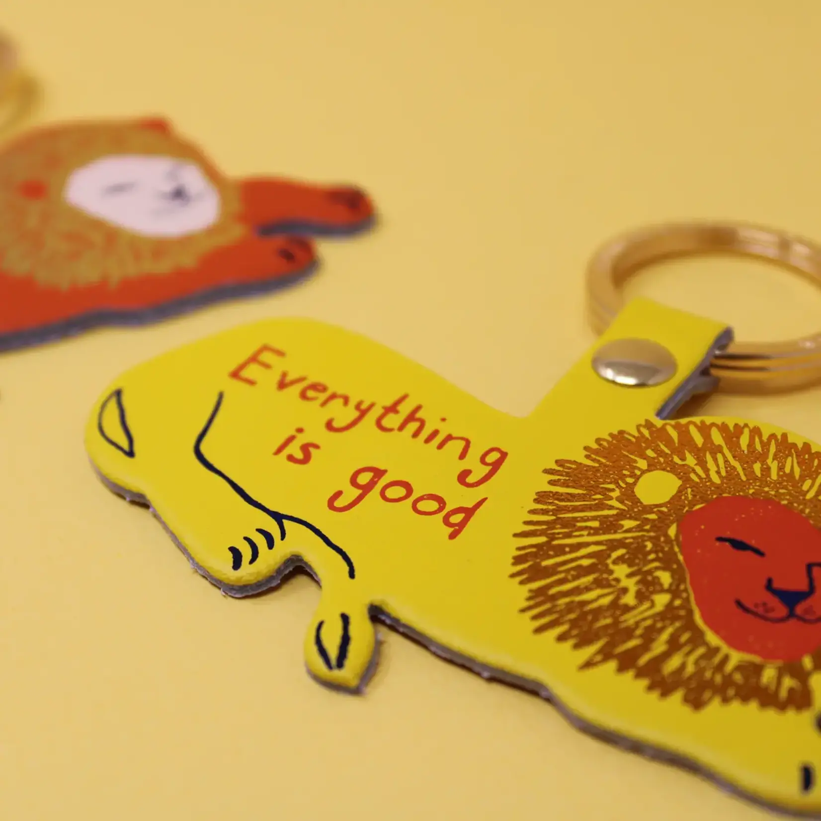 Key Fob - Everything is Good Lion (Yellow)