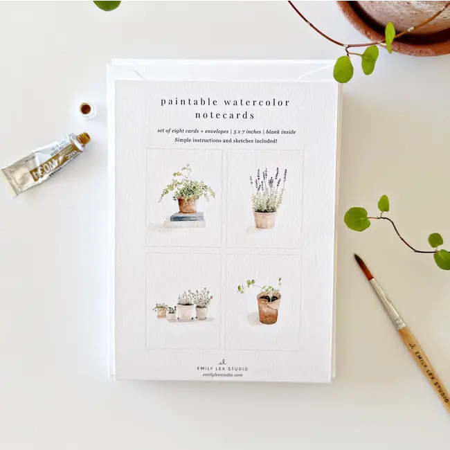 Potted Plants Paintable Notecards