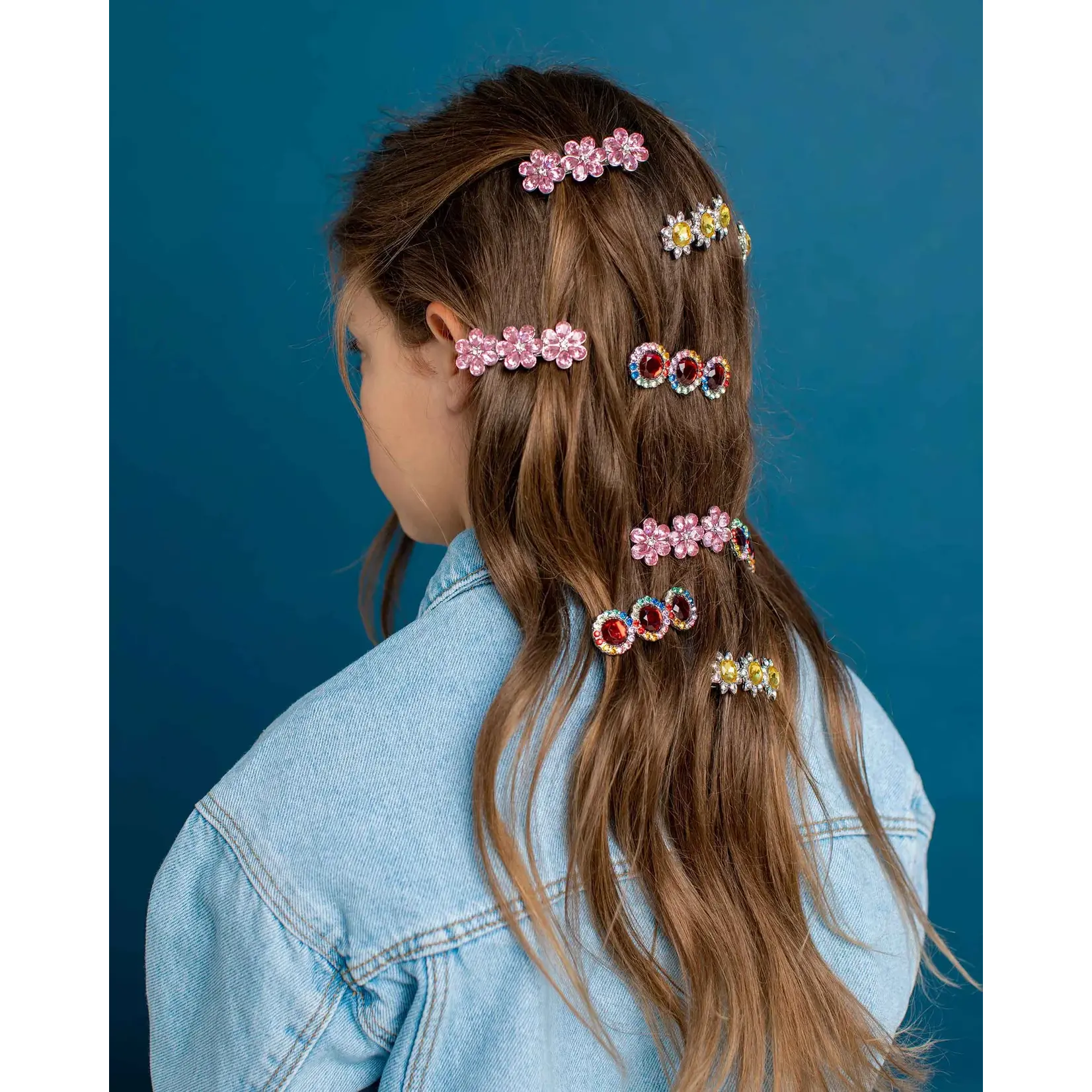 Multi-Colored Gem Hair Barrettes