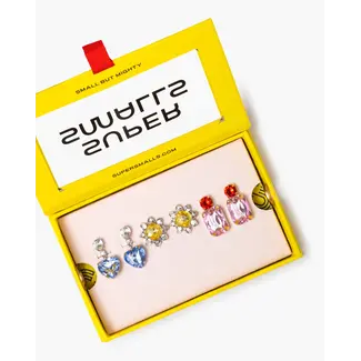 Multi-Colored Gem Clip-On Earring Set