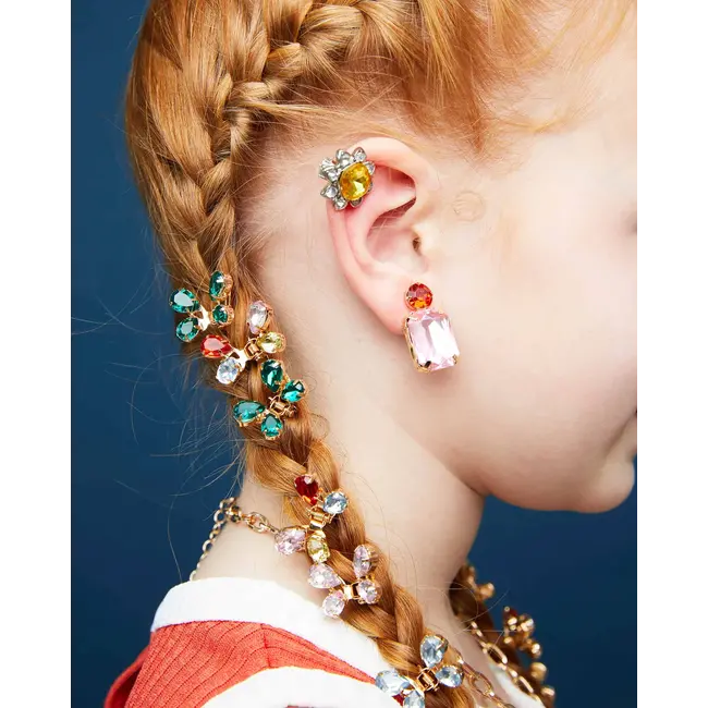 Multi-Colored Gem Clip-On Earring Set