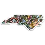 NC Floral State Sticker - Black Floral
