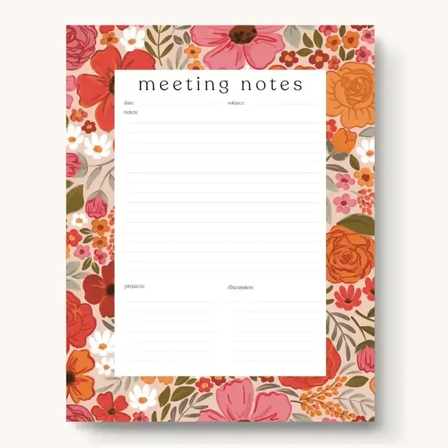 Elyse Breanne Design Rosewood Blooms Meeting Notes Notepad
