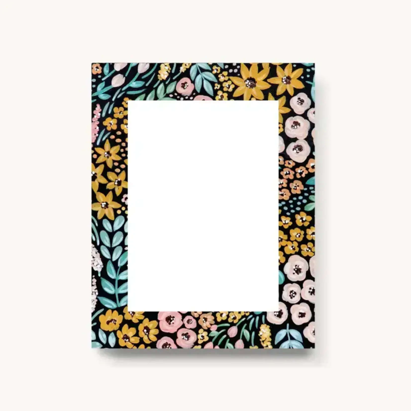 Black Floral Blank Notepad