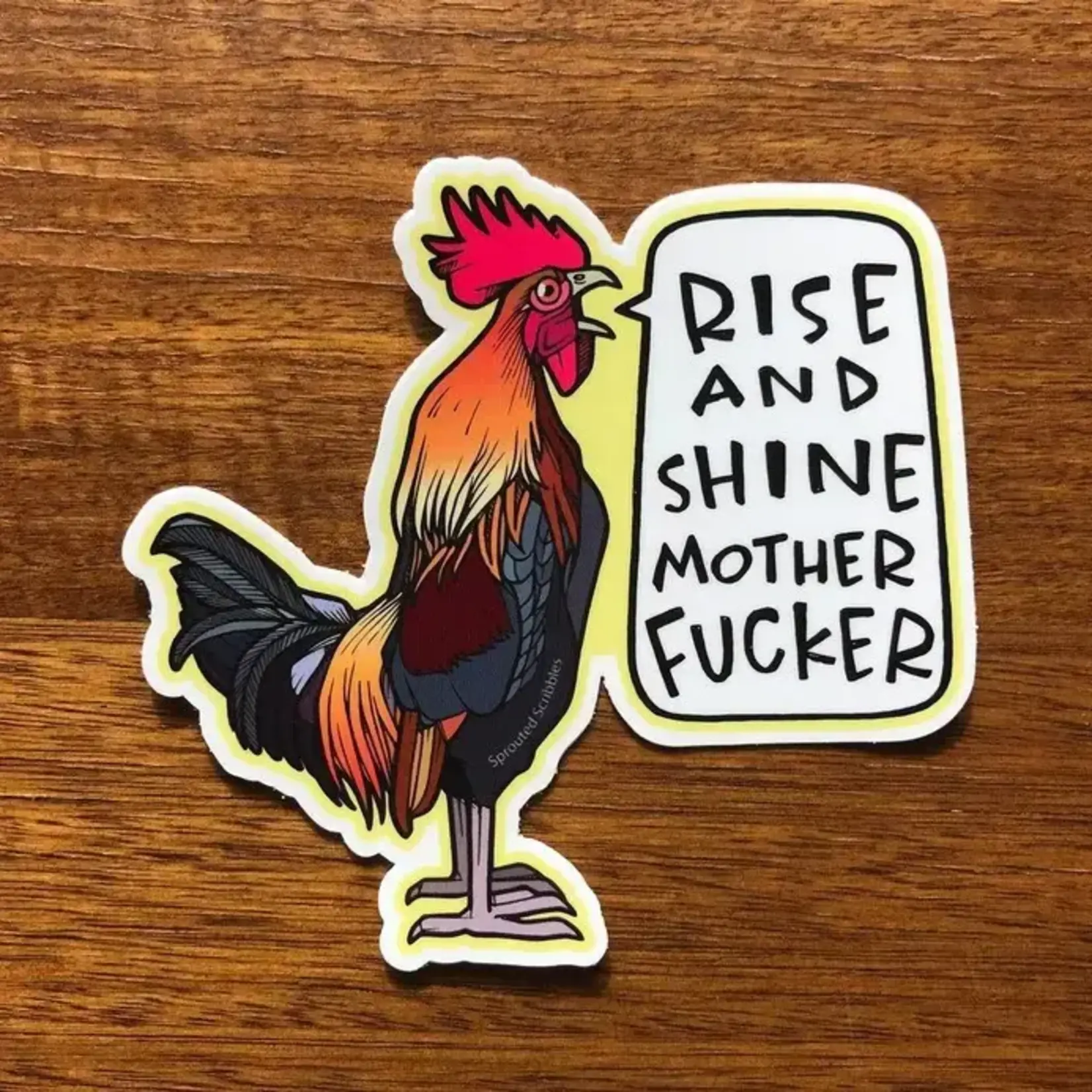 Sprouted Scribbles Rise and Shine Rooster Sticker