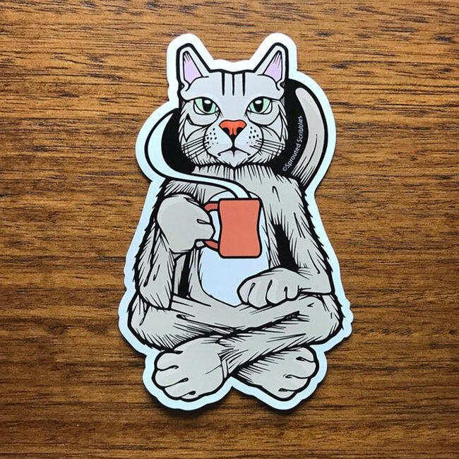 Sprouted Scribbles Coffee Cat Sticker