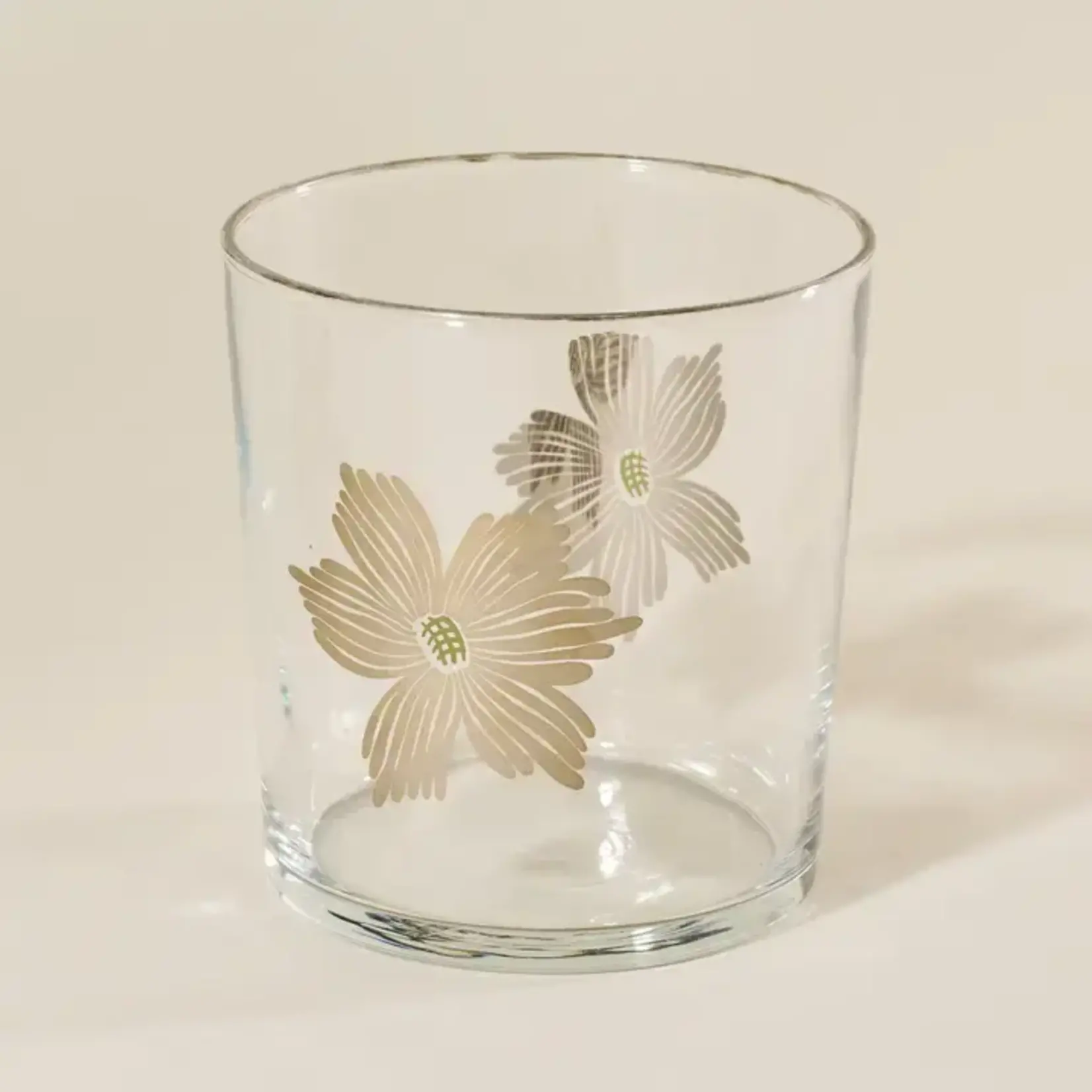 Silver Flower 12. oz Glass Tumbler