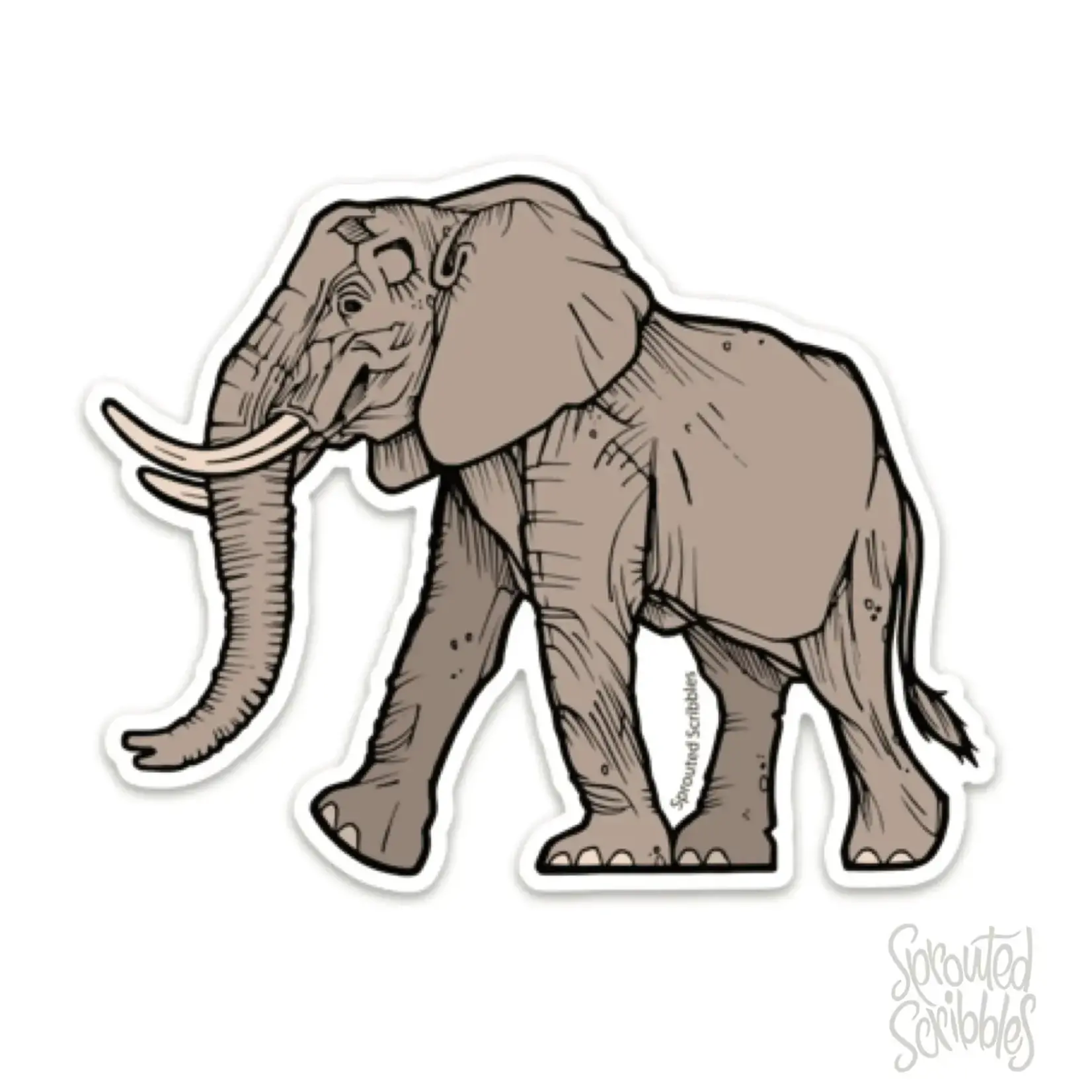Sprouted Scribbles Elephant Sticker