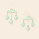 Stone Crescent Drop Earrings - Amazonite/Silver