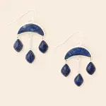 Stone Crescent Drop Earrings - Lapis/Silver