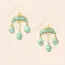 Stone Crescent Drop Earrings - Turquoise/Gold