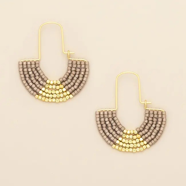 Chromacolor Miyuki U-Hoop Earrings - Pewter/Gold