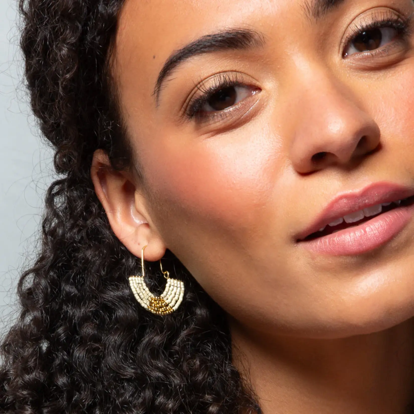 Chromacolor Miyuki U-Hoop Earrings - Pewter/Gold