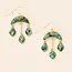 Stone Crescent Drop Earrings - African Turq/Gold