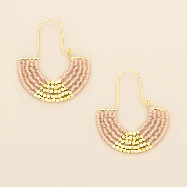 Chromacolor Miyuki U-Hoop Earrings - Blush/Gold