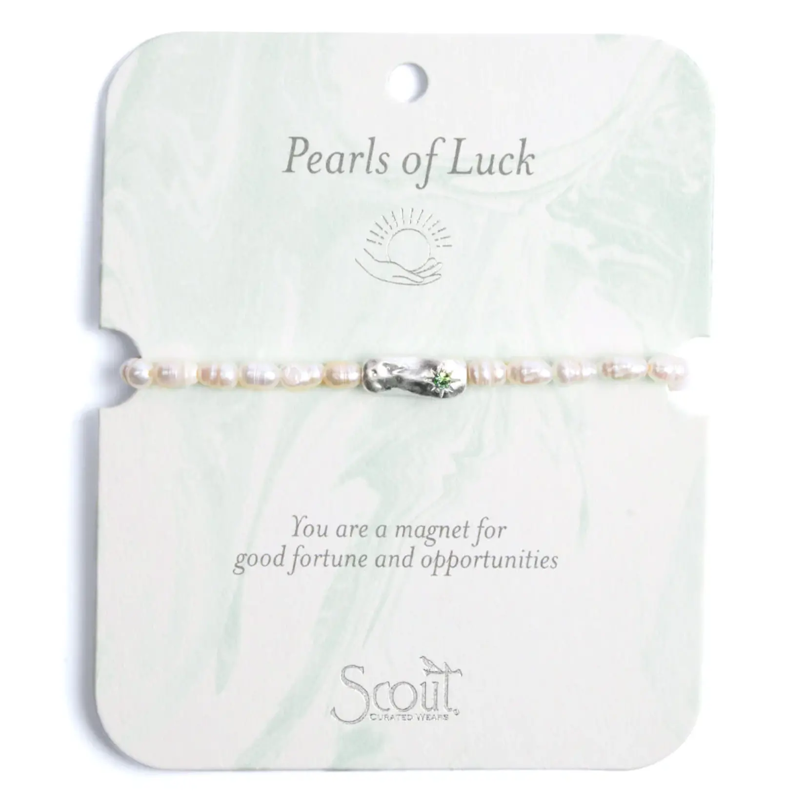 Pearl Affirmation Bracelet - Luck Silver