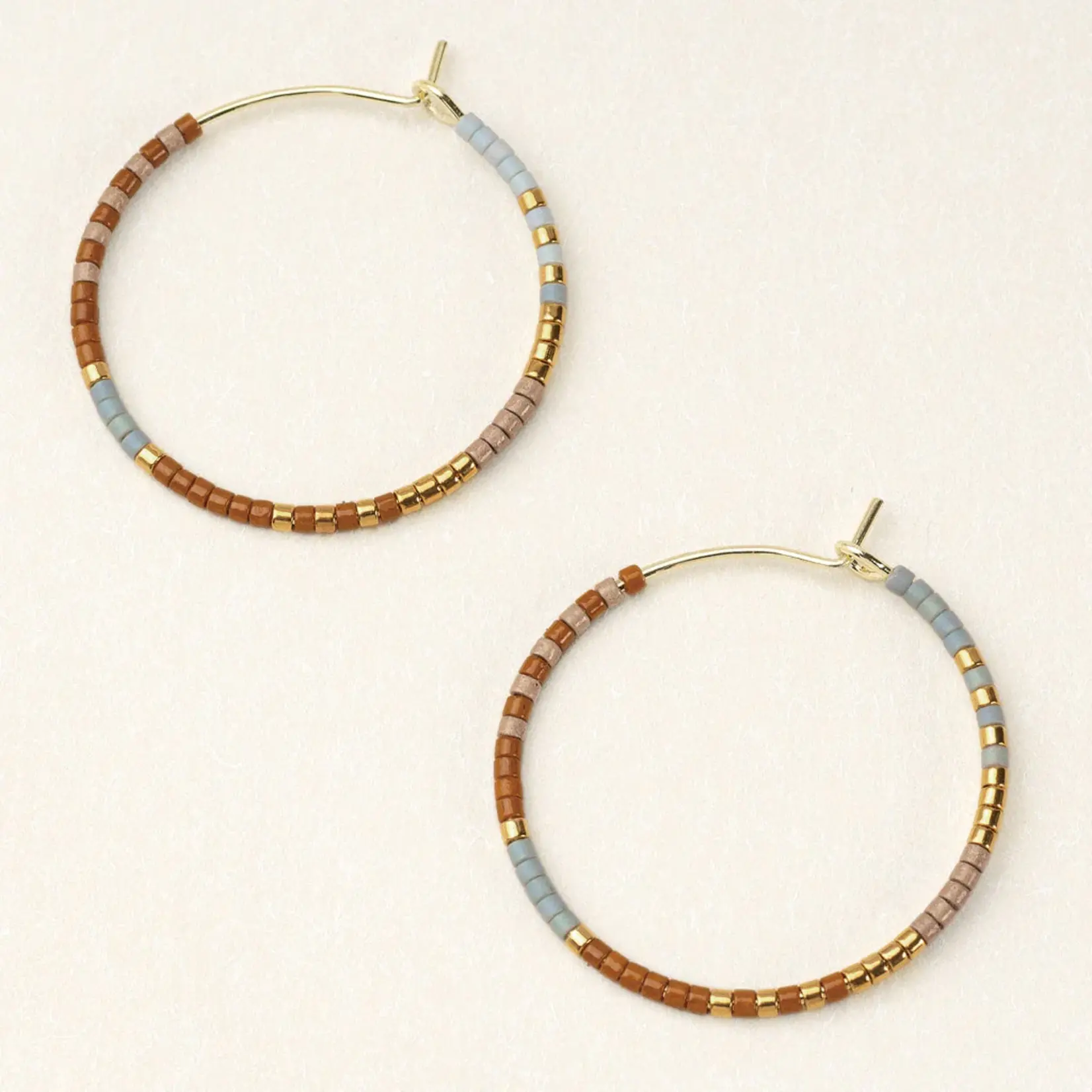 Chromacolor Miyuki Small Hoop Earrings - Desert Multi/Gold