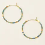 Chromacolor Miyuki Small Hoop Earrings - Turquoise Multi/Gold