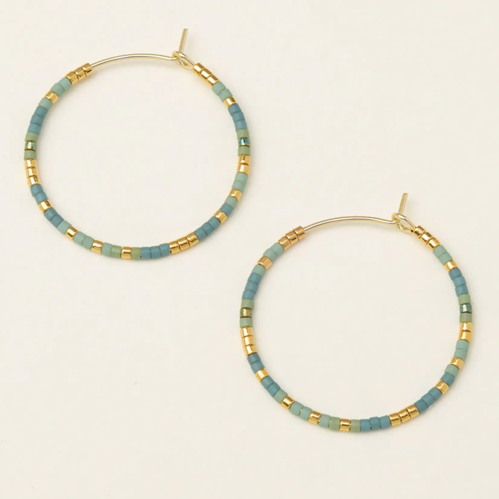 Chromacolor Miyuki Small Hoop Earrings - Turquoise Multi/Gold