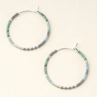 Chromacolor Miyuki Small Hoop Earrings - Turquoise Multi/Silver