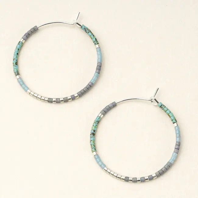 Chromacolor Miyuki Small Hoop Earrings - Turquoise Multi/Silver
