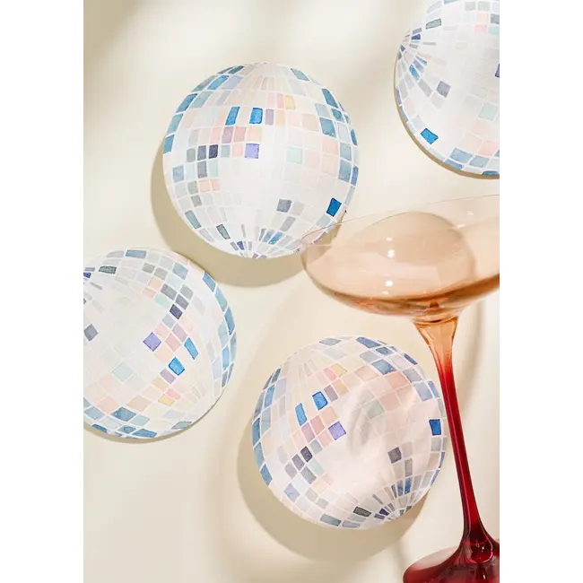 One & Only Paper Mirror Ball Disco Reusable Chipboard Coaster Set (4)