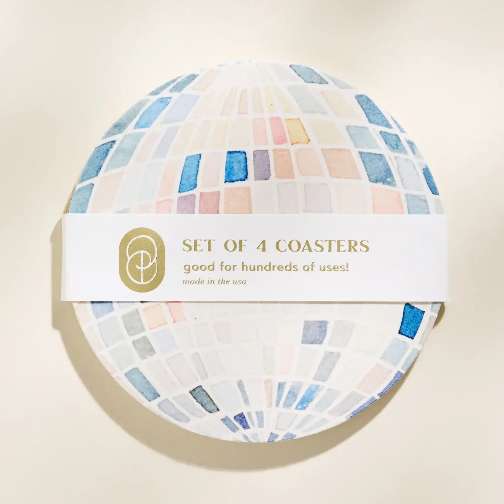 Reusable Chipboard Coaster Set (4) -  Mirror Ball Disco
