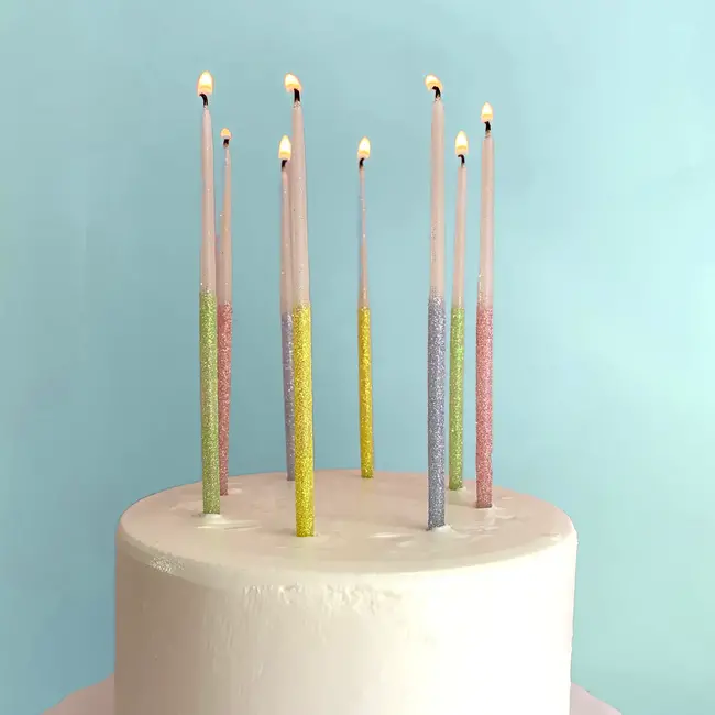 Glitter Wish Candles Multicolor - Set of 10