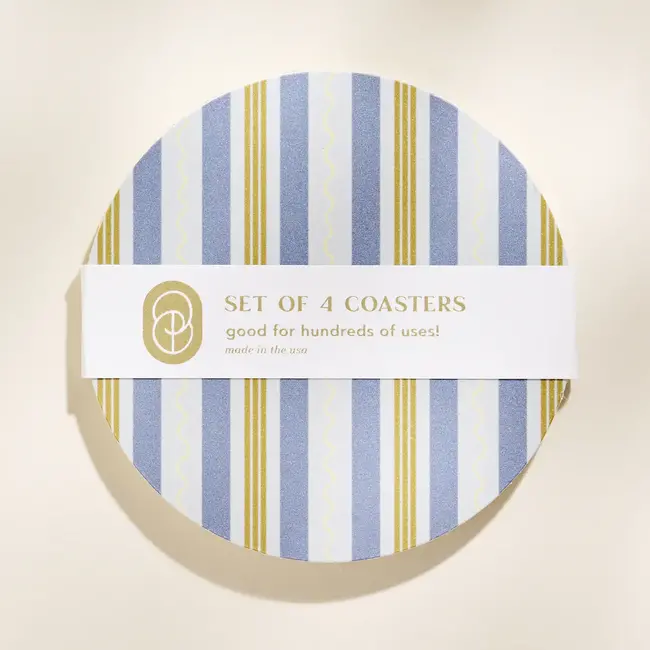 One & Only Paper Squiggle Stripes Reusable Coaster Set (4)